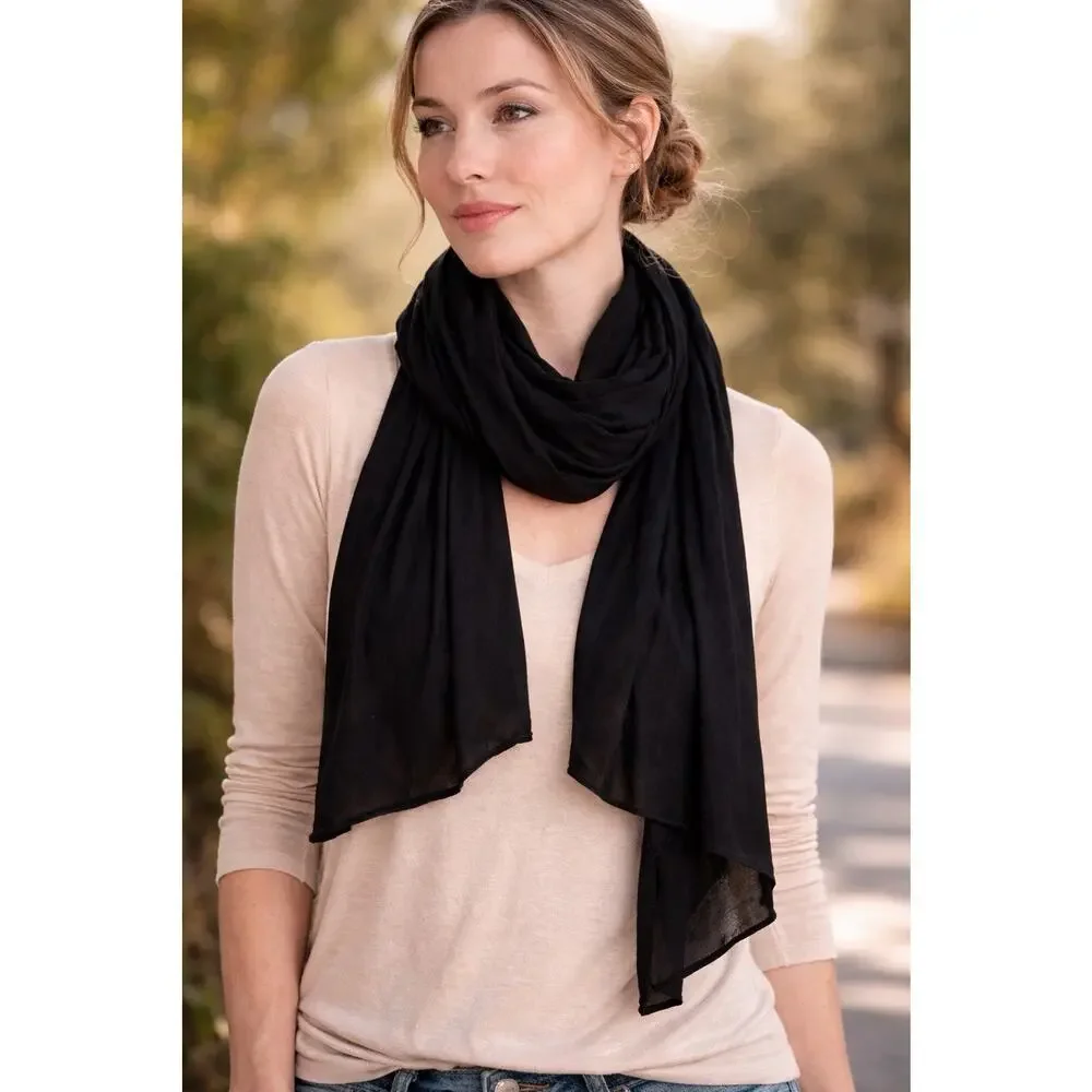 Isaac Mizrahi Women's New York Black Knit Sheer Scarf Wrap Shawl Square Sz 50x50